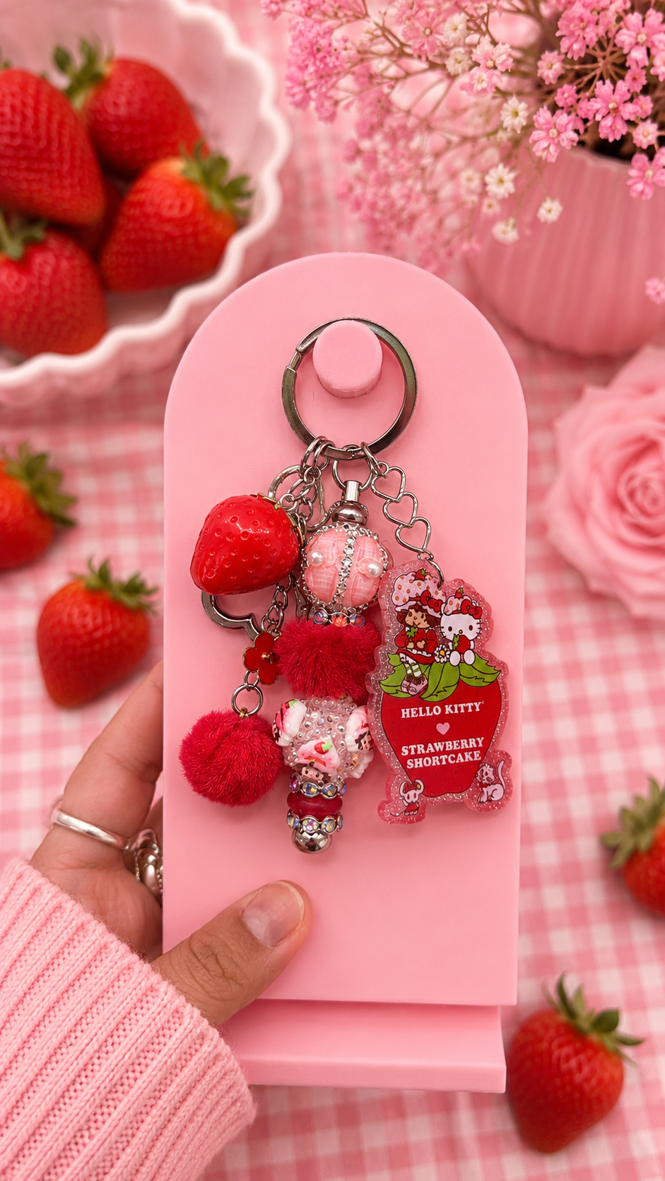 🍓 Strawberry Sweethearts CharmStack Keychain